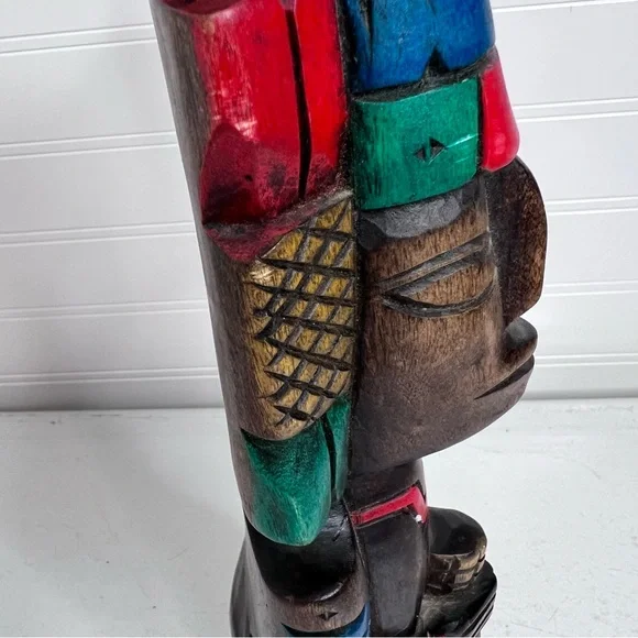 aztec wooden carved wood painted totem - Picture 11 of 13